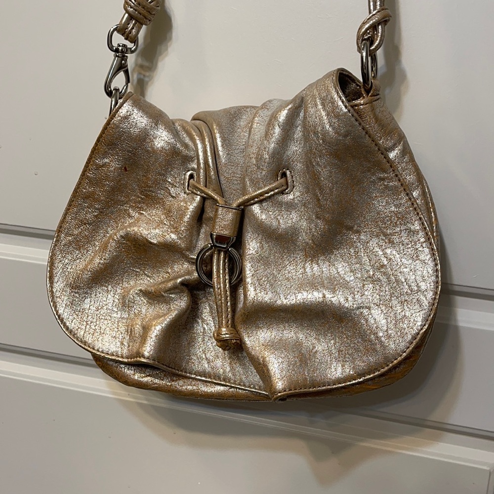 Cole Haan distressed metallic leather purse.